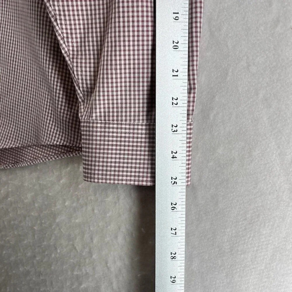 Pronto Uomo Dress Shirt Mens Size 17 34-35 Platinum Check Long Sleeve Cotton Red - Picture 8 of 9